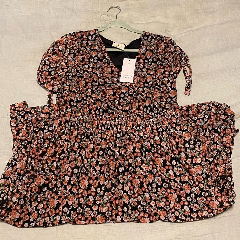 Floral Dress with Pink and Black Pattern